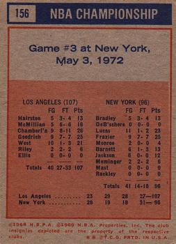 1972-73 Topps #156 1971-72 NBA Finals Game 3 Back