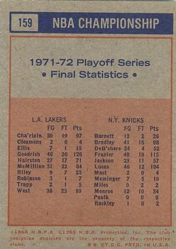 1972-73 Topps #159 NBA Champs Lakers Back