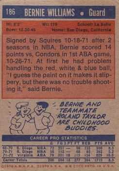 1972-73 Topps #186 Bernie Williams Back