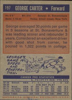 1972-73 Topps #197 George Carter Back