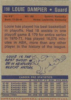 1972-73 Topps #198 Louie Dampier Back