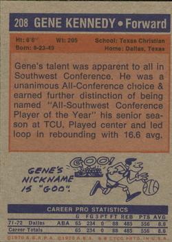1972-73 Topps #208 Gene Kennedy Back