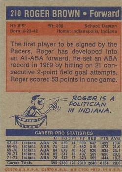 1972-73 Topps #210 Roger Brown Back