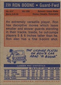 1972-73 Topps #239 Ron Boone Back
