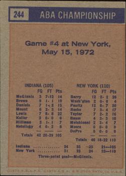 1972-73 Topps #244 1971-72 ABA Finals Game 4 Back