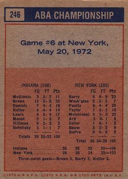 1972-73 Topps #246 1971-72 ABA Finals Game 6 Back