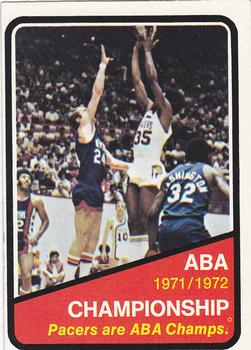 1972-73 Topps #247 ABA Champs: Indiana Pacers Front
