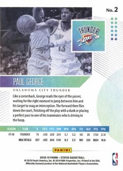 2018-19 Panini Status #2 Paul George Back