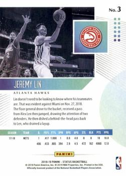 2018-19 Panini Status #3 Jeremy Lin Back