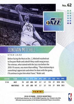 2018-19 Panini Status #62 Donovan Mitchell Back