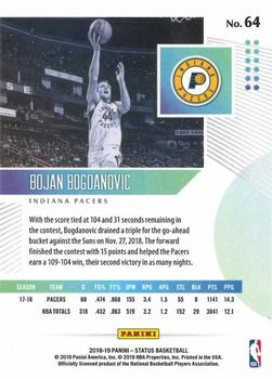 2018-19 Panini Status #64 Bojan Bogdanovic Back