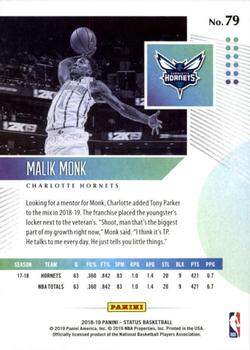 2018-19 Panini Status #79 Malik Monk Back