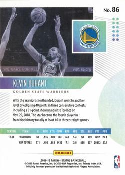 2018-19 Panini Status #86 Kevin Durant Back
