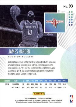 2018-19 Panini Status #93 James Harden Back