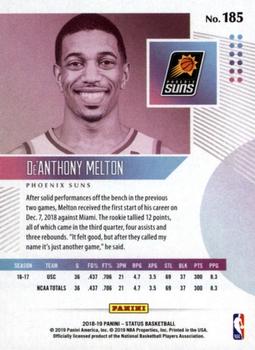 2018-19 Panini Status #185 De'Anthony Melton Back