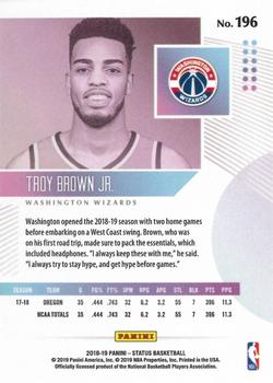 2018-19 Panini Status #196 Troy Brown Jr. Back