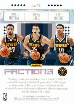 2018-19 Panini Status - Factions #18 Gary Harris / Nikola Jokic / Jamal Murray Back