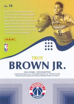 2018-19 Panini Status - Rookie Prominence Red #14 Troy Brown Jr. Back