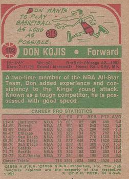 1973-74 Topps #102 Don Kojis Back