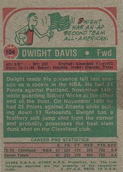 1973-74 Topps #104 Dwight Davis Back