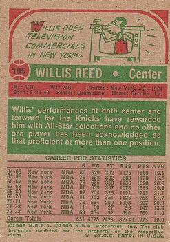 1973-74 Topps #105 Willis Reed Back