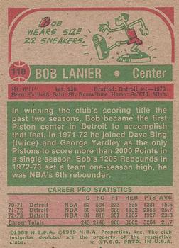 1973-74 Topps #110 Bob Lanier Back