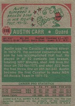 1973-74 Topps #115 Austin Carr Back