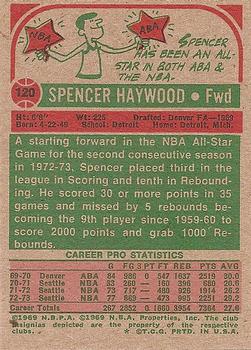 1973-74 Topps #120 Spencer Haywood Back