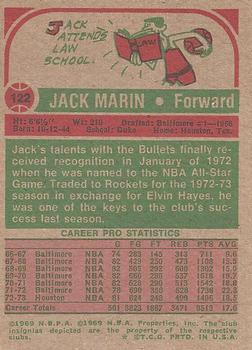 1973-74 Topps #122 Jack Marin Back