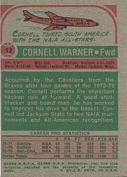1973-74 Topps #12 Cornell Warner Back