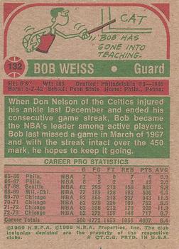 1973-74 Topps #132 Bob Weiss Back