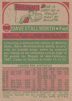 1973-74 Topps #133 Dave Stallworth Back