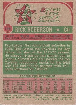 1973-74 Topps #144 Rick Roberson Back