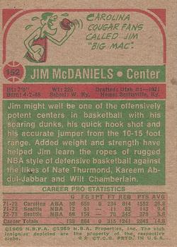 1973-74 Topps #152 Jim McDaniels Back