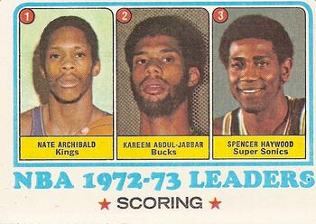 1973-74 Topps #153 Nate Archibald / Kareem Abdul-Jabbar / Spencer Haywood Front