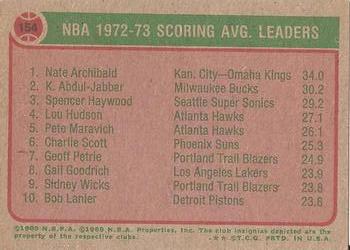 1973-74 Topps #154 Nate Archibald / Kareem Abdul-Jabbar / Spencer Haywood Back