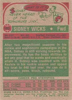 1973-74 Topps #160 Sidney Wicks Back