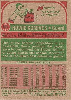 1973-74 Topps #161 Howie Komives Back