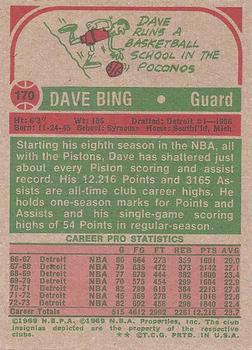 1973-74 Topps #170 Dave Bing Back
