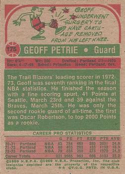 1973-74 Topps #175 Geoff Petrie Back
