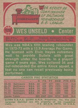 1973-74 Topps #176 Wes Unseld Back