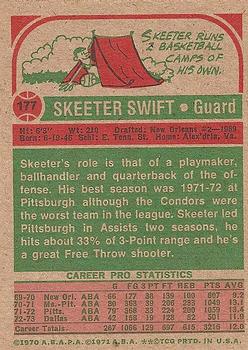1973-74 Topps #177 Skeeter Swift Back