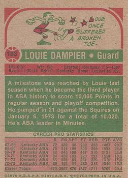 1973-74 Topps #183 Louie Dampier Back