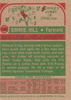 1973-74 Topps #184 Simmie Hill Back