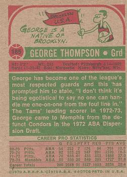 1973-74 Topps #185 George Thompson Back