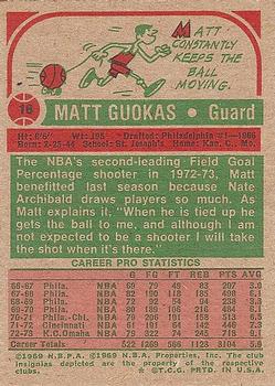 1973-74 Topps #18 Matt Guokas Back
