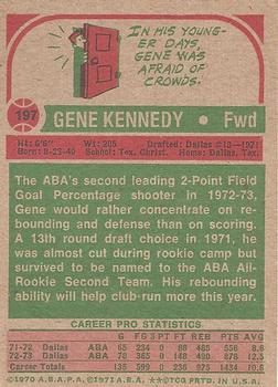 1973-74 Topps #197 Gene Kennedy Back