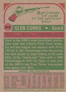 1973-74 Topps #209 Glen Combs Back