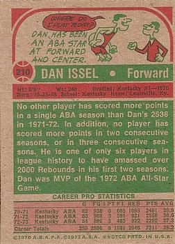 1973-74 Topps #210 Dan Issel Back