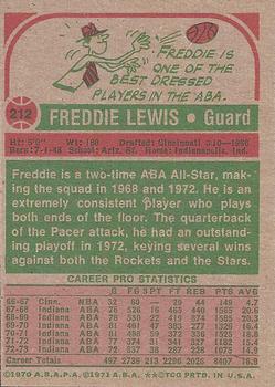 1973-74 Topps #212 Freddie Lewis Back